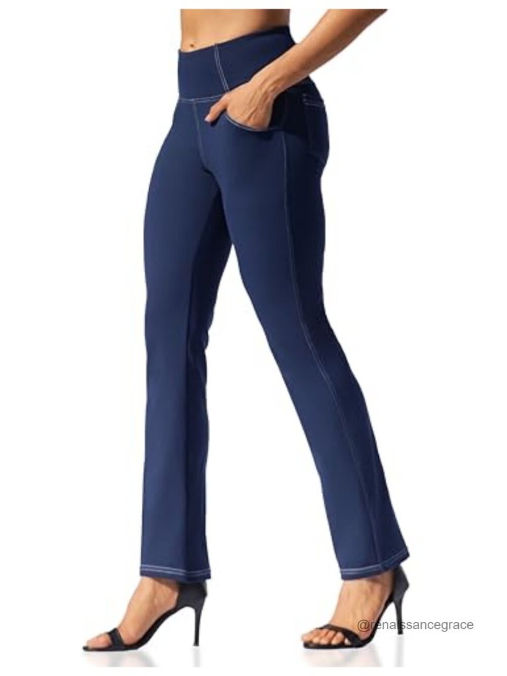 Women's Straight Leg Yoga Pants High Waisted Leggings with Pockets